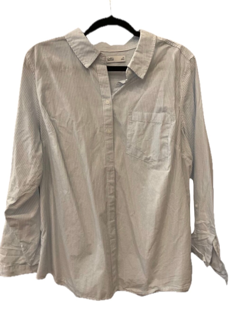 Croft & Barrow Blue & White Stripe Long Sleeve Popover Shirt | 1X | Plus Size